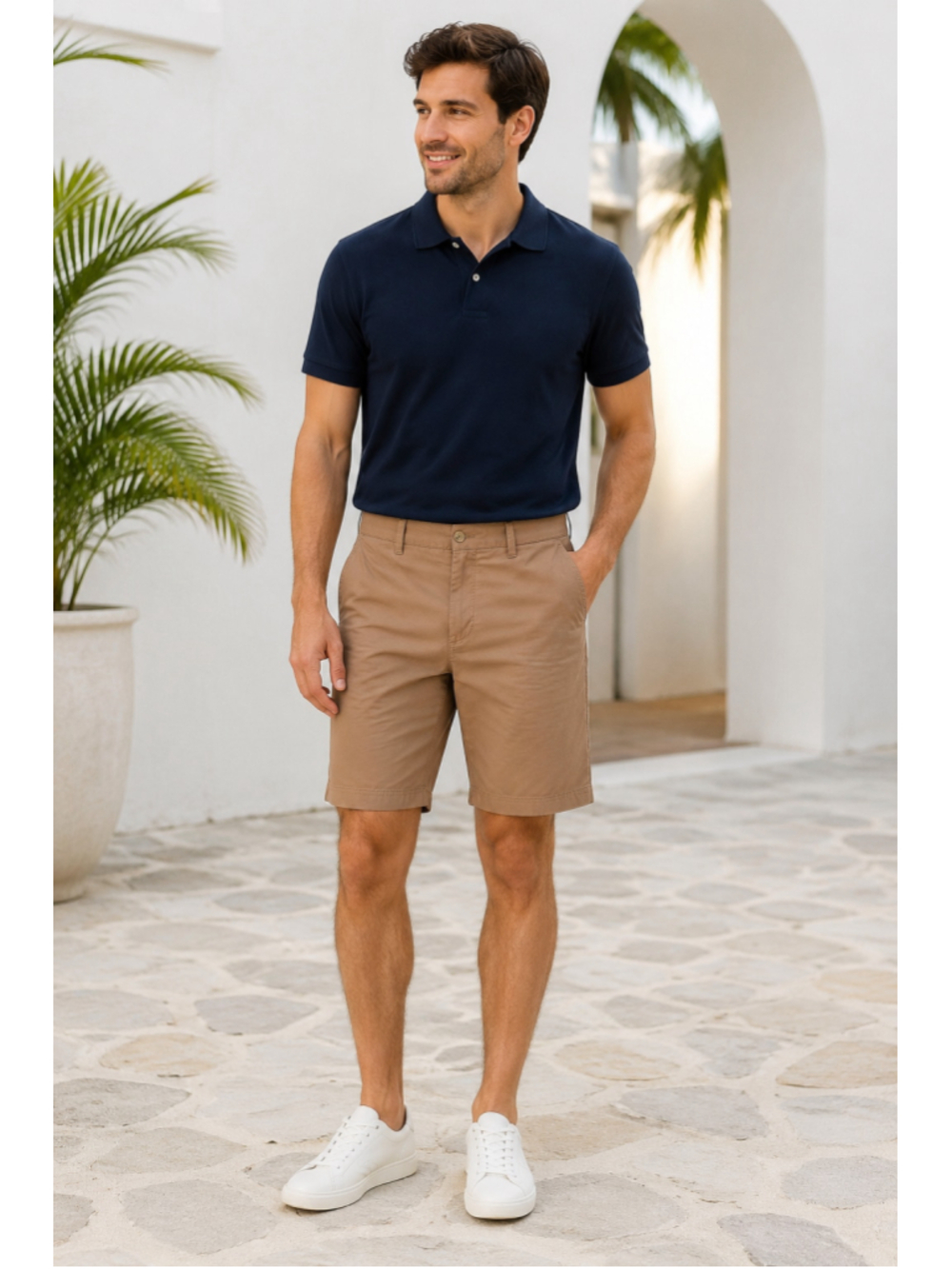 Ben Sherman Men’s Classic Fit Stretch Chino Shorts Tan Size 33W